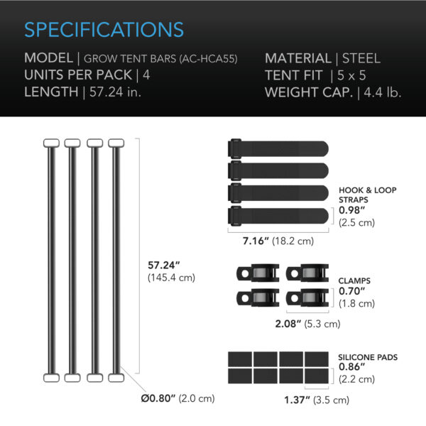 Grow Tent Mounting Bars, High Airflow CFM Kit, 5x5' - Image 3