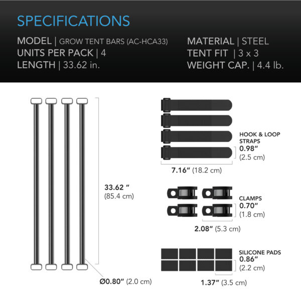 Grow Tent Mounting Bars, High Airflow CFM Kit, 3x3' - Image 3