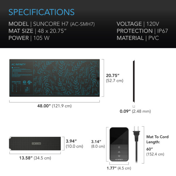 SUNCORE H7, Seedling Heat Mat with Heat Controller, IP-67 Waterproof, 48" x 20.75" - Image 6