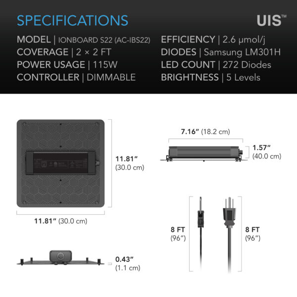 IONBOARD S22, Full Spectrum LED Grow Light 115W, Samsung LM301H, 2x2 Ft. Coverage - Image 7