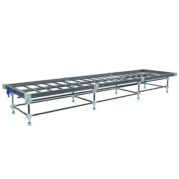 Wachsen Commercial Rolling Bench Galvanized 4’ x 10 to 13’ W/Trays & Netting Support - Image 8