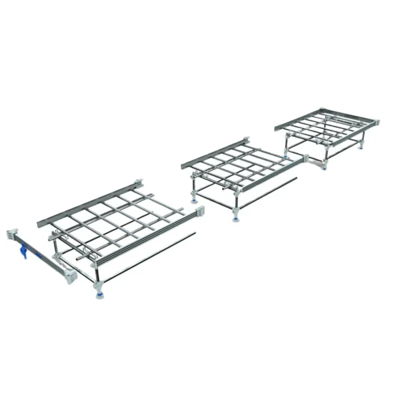 Wachsen Commercial Rolling Bench Galvanized 4’ x 10 to 13’ W/Trays & Netting Support - Image 6