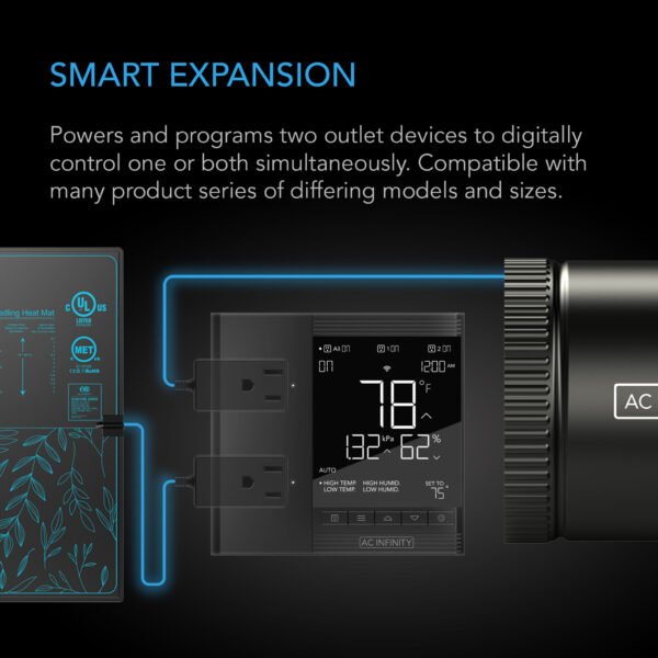 CONTROLLER 75 PRO, Independent Programs for Two Devices, Dynamic VPD, Temperature, Humidity, Scheduling, Data App, Bluetooth + WiFi, Desktop - Image 5