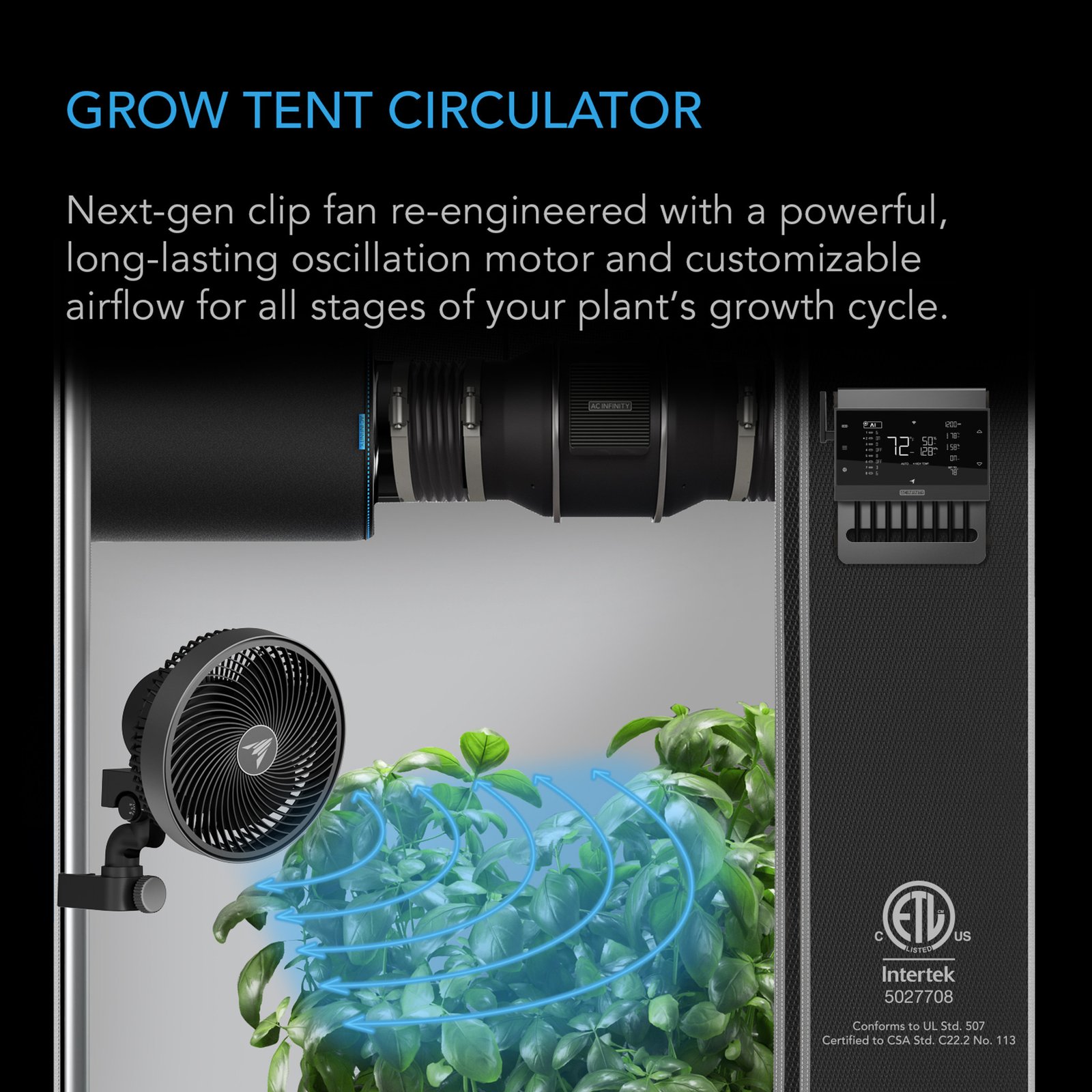 CLOUDRAY S6, Grow Tent Clip Fan 6" with 10 Speeds and Dynamic Wind - Image 2